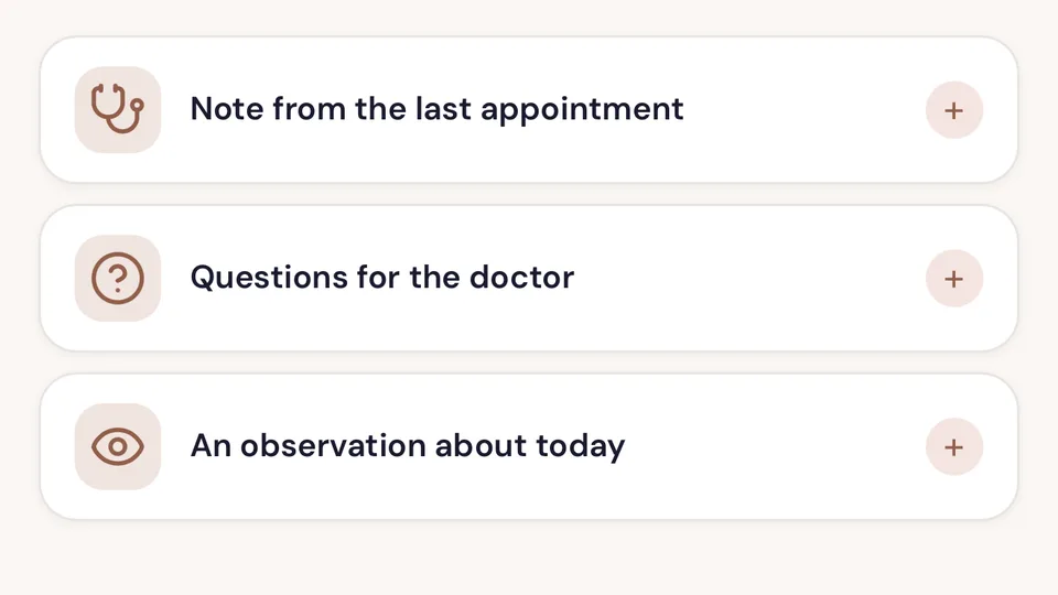 The Rezilia notes screen with templates for appointments and questions for the doctor